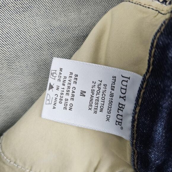 Judy Blue Shorts Womens Medium Blue Denim Raw Hem Distressed Stretch Comfort - Picture 5 of 6